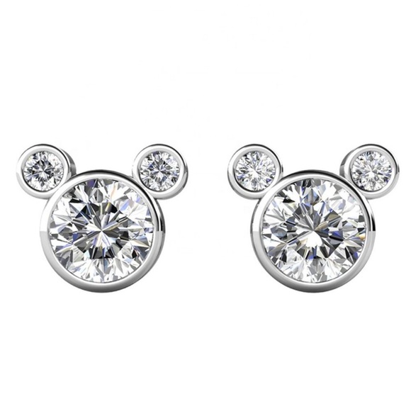 New Mickey Mouse Sterling Silver Cubic Zirconia Earrings Ballerina Sparkling - Picture 5 of 7